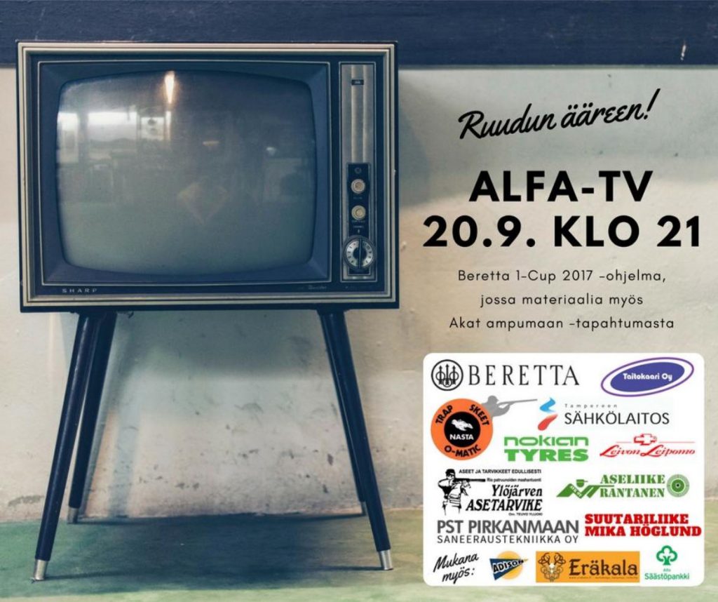 Beretta 1-Cup 2017 ohjelma Alfa-TV:llä 20.9. kello 21.00